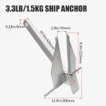 KOETSU 3.3lb Danvers Marine Galvanized Fluke Ancla estilo ancla incluye para uso en kayak inflable de barro y arena