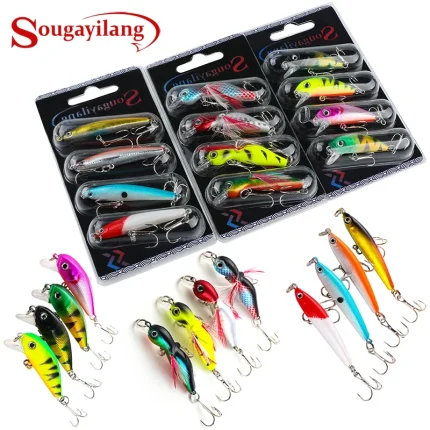Sougayilang-Juego De cebo De Pesca, 4 Uds., anzuelo anticorrosión Wobbler, señuelo De Pesca De lubina para Pesca De carpa marina, aparejos De Pesca