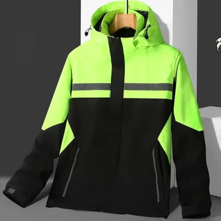 Nueva chaqueta para hombre, chaqueta con capucha a rayas reflectantes de moda, ropa con cremallera para deportes al aire libre, impresión de logotipo personalizable