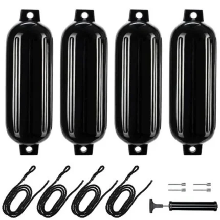 Guardabarros de barco para acoplamiento, accesorio de 11x40cm con agujas y bomba de aire para barcos, veleros deportivos, parachoques de barco, 4 piezas