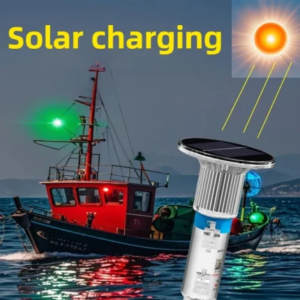 Luz de señal solar impermeable, mástil de barco, boya oceánica, señal de red de pesca, recordatorio de advertencia nocturna al aire libre, luz de señal de yate
