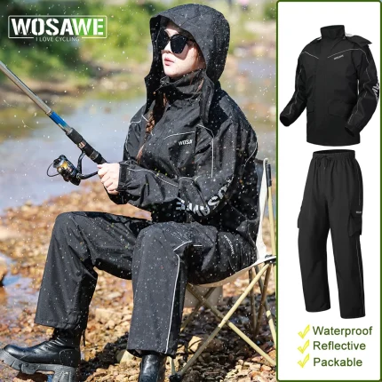 WOSAWE, 1 Juego, traje impermeable de pesca para hombres y mujeres, ropa de pesca impermeable de secado rápido, chaquetas de escalada para senderismo al aire libre, pantalones de lluvia